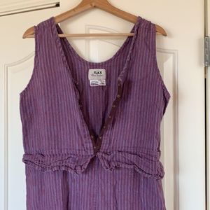 Vintage Flax by Jeanne Englehart purple jumpsuit. 100% linen - striped purple